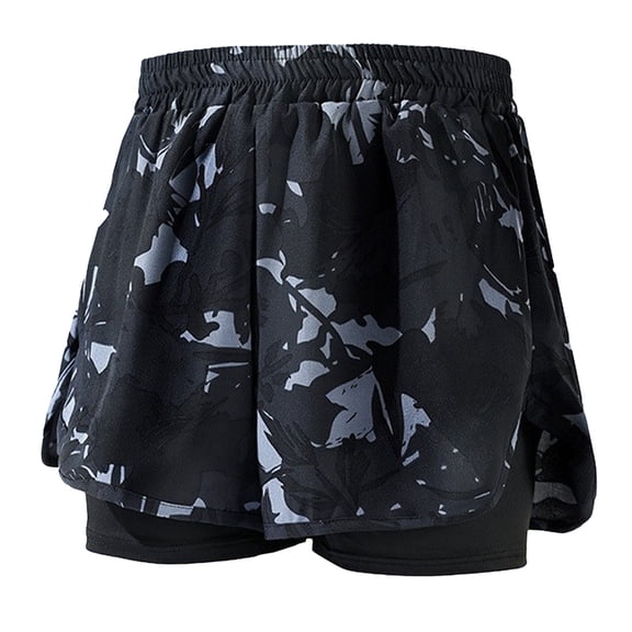 VONCOS Mens 2-in-1 Swim Trunks with Compression Liner Gray Camo Quick Dry Board Shorts for Swimming Beach Water Sports,Size 3XL