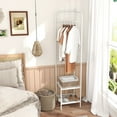 thumbnail image 1 of Giantex Corner Hall Tree, Freestanding Entryway Coat Storage Rack w/Shelves, White, 1 of 5