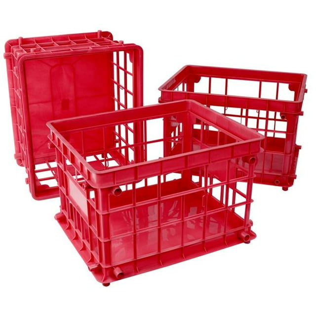 Storex 61496U03C Standard File Crate with Letter & Legal Size, Class Red - Pack of 3