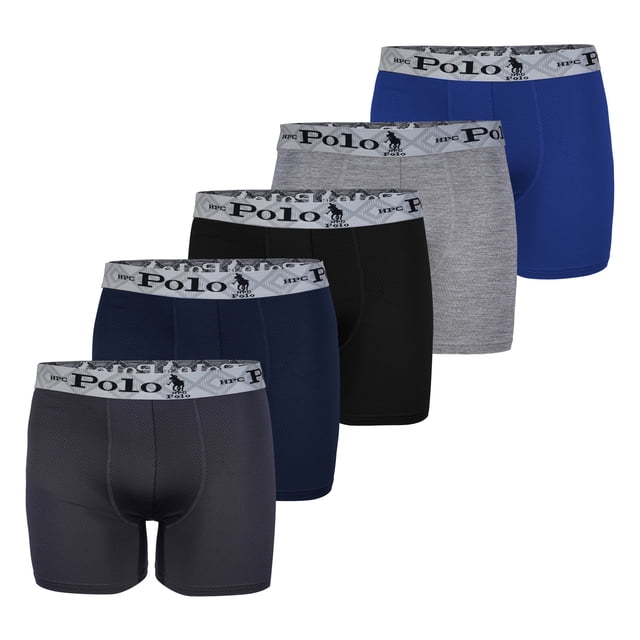 Bóxer HPC POLO para Hombre, Diseño Largo Liso Deportivo y Transpirable Multicolor 4 Piezas Talla CH