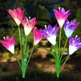 thumbnail image 3 of 2PCS IP65 Waterproof Red Lily Solar Lights, Outdoor Multi-color Changing LED Solar Flower Lights, 3 of 6