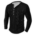 thumbnail image 2 of Jjayotai Mens Pullover Sweater Clearance, Casual Slim Fit Cable Knit Button Up Thermal Lightweight Winter Sweaters Knitwear Black XXXXXL, 2 of 3