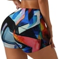 thumbnail image 2 of Kdxio Abstract Cubist Printer Print Workout Shorts for Women Seamless Soft Smooth Gym Yoga Scrunch Active Shorts, 2 of 5