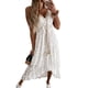 thumbnail image 2 of Txlixc Vestido con dobladillo de encaje para mujer, ropa de playa sin mangas con cuello en V profundo, falda de verano, beige/blanco Txlixc Estilo de ocio, 2 of 5
