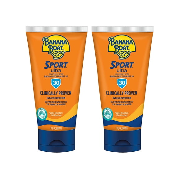 Banana Boat Sport Ultra SPF 30 Sunscreen Lotion, Travel Size 3oz - 2 Pack