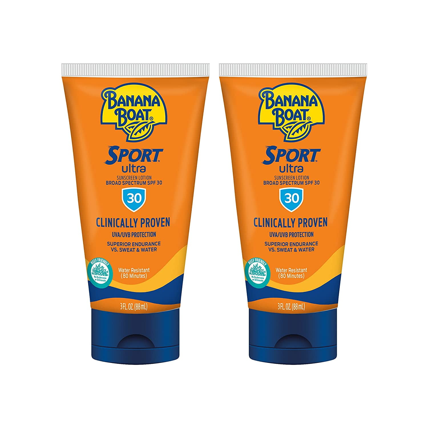 Banana Boat Sport Ultra SPF 30 Sunscreen Lotion, Travel Size 3oz - 2 Pack