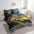 thumbnail image 3 of Castle Fairy Children Teens Racing Car Twin Bedding Sets 7-Piece,Geometric Plaid Grid Bedding Comforter Set Microfiber,Extreme Sport Breathable Sheet Sets,Lightweight Room Decor,Reversible, 3 of 8