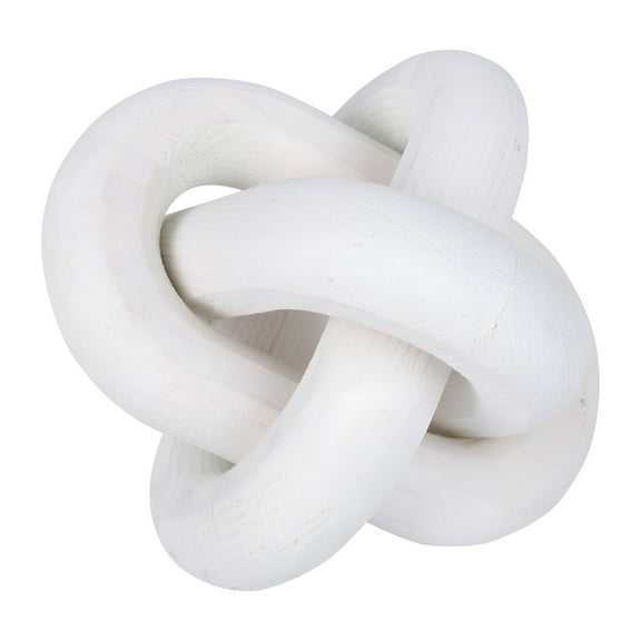 LAMIRO Wooden Knot for Coffee Table Decor Shelf Decor Boho Home Decor,Modern Farmhouse Bookshelf Decorative Objects Wood Chain Link for Living Room (White)