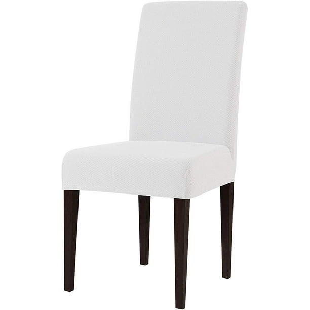 Subrtex Stretch Textured Pixel Dining, White Dining Room Chair Slipcovers