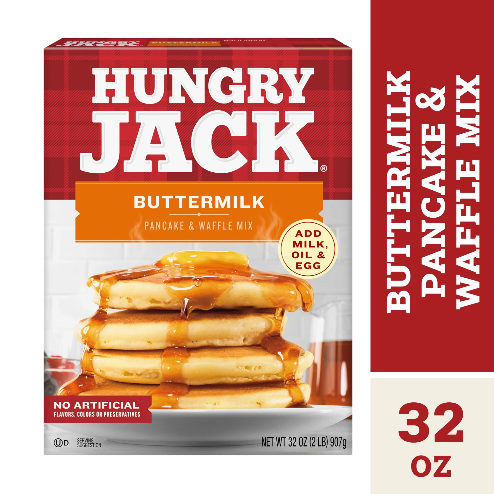 (3 pack) Hungry Jack Buttermilk Pancake Mix and Waffle Mix, 32 oz Box