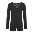 thumbnail image 3 of Haitryli Kids Girls Gymnastics Leotard Long Sleeve Ballet Dance Bodysuit Biketard Tumbling Unitard with Shorts Black 4, 3 of 6