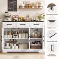 thumbnail image 3 of Homfa 42.5”W Farmhouse Kitchen Sideboard Cabinet,3 Drawers Storage Cabinet with Adjustable Shelf, Black and White, 3 of 7