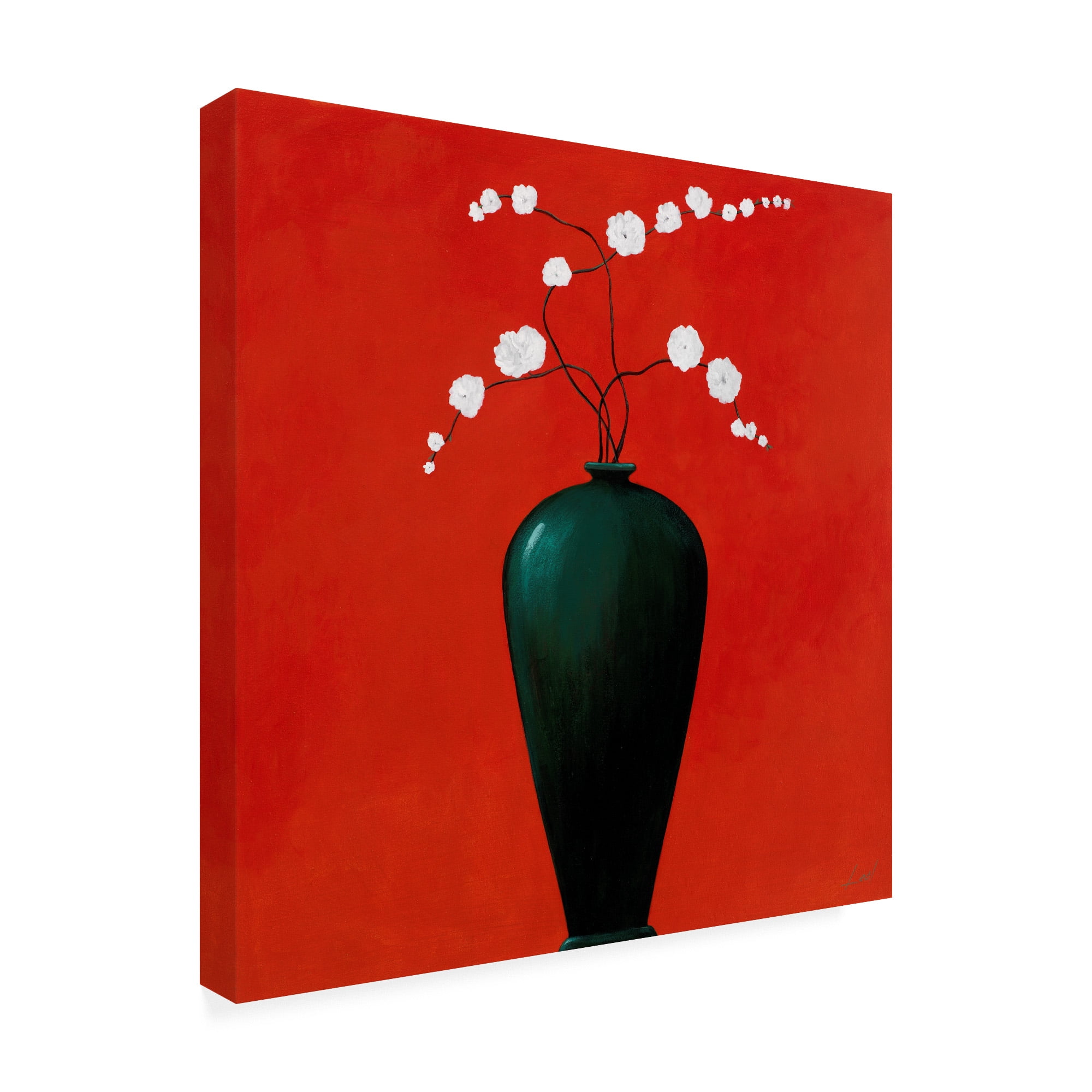 Trademark Fine Art 'Green Vase Over Red' Canvas Art by Pablo Esteban
