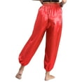 thumbnail image 2 of Doomiva Women's Belly Dance Harem Pants Shiny Sequin Tassel Trouser Arabic Halloween Loose Pants Bloomers Red L, 2 of 7