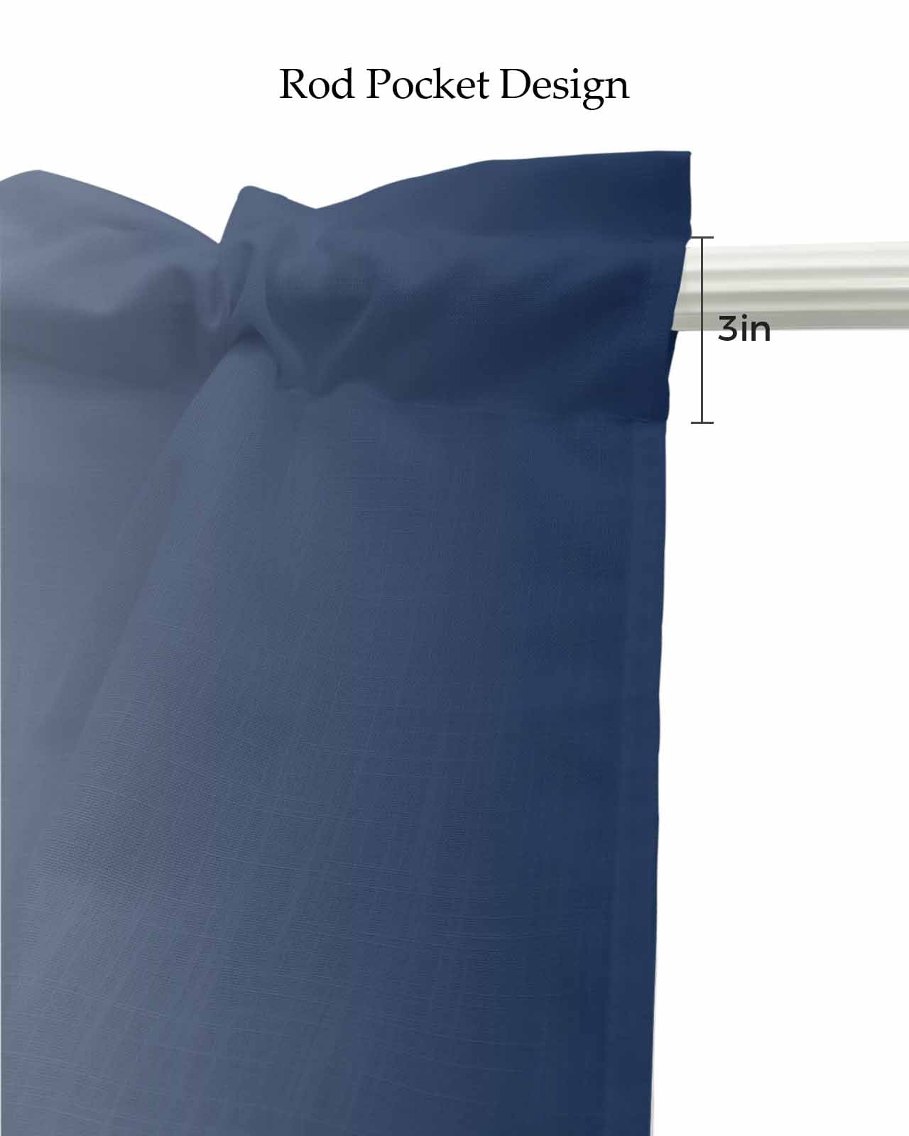 Dark Blue White Linen Curtain Valance for Bedroom/Bathroom/Kitchen/Office/Living/Dining Room Window,Modern Minimalist Geometric Striped Pocket Topper Drapes Decorative Cafe Drapery Panel 42"x18"