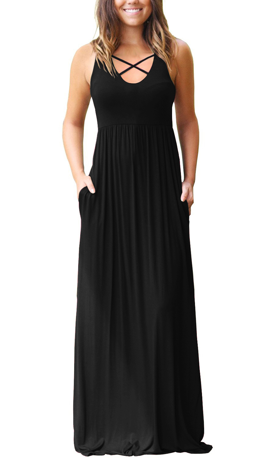LACOZY Women/'s Sleeveless Racerback Loose Cusual Long Maxi Dresses with Pockets