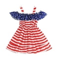 thumbnail image 2 of Wavsuf Girls Casual Dresses Striped Independance Day Summer Red Dresses Size 4Y, 2 of 3