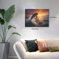 thumbnail image 2 of Gukieu Sunset Dancing Dolphin Print Horizontal Canvas Decorative Painting 12x16 Inch Shrinkage Resistant Frame Hanging Home Wall Art Decor, 2 of 6