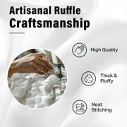 Seasonwood Farmhouse Ruffle Shower Curtain with Buttons and 12 Hooks for Bathroom, White, 72 x 72