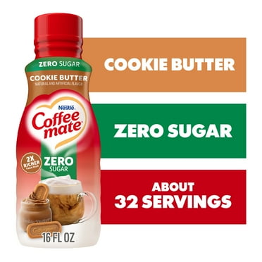 Nestle Coffee Mate Zero Sugar Cookie Butter Liquid Coffee Creamer, 16 fl oz