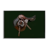 Stupell Industries Western Horse Saddle Abstract Painting Black Framed Art Print Wall Art, 18 x 12