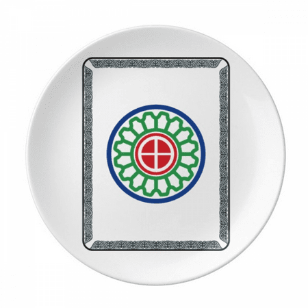 

Mahjong Circle Dots 1 Tile Pattern Plate Decorative Porcelain Salver Tableware Dinner Dish