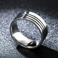 thumbnail image 4 of Retro Black Band Men's Jewellery 8mm Titanium Steel Silver Ring Size 7-13, 4 of 5