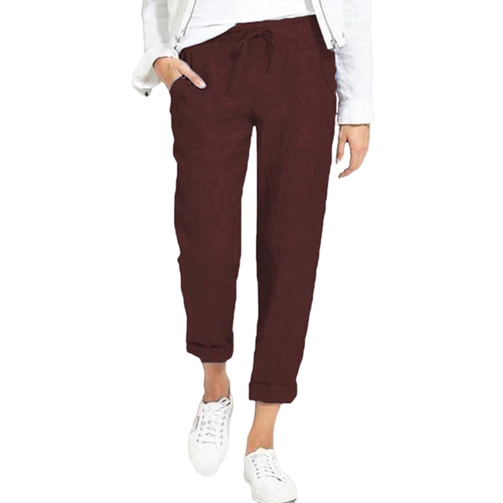 Sexy Dance Women's Casual Elastic Waist Drawstring Cotton Linen Pants