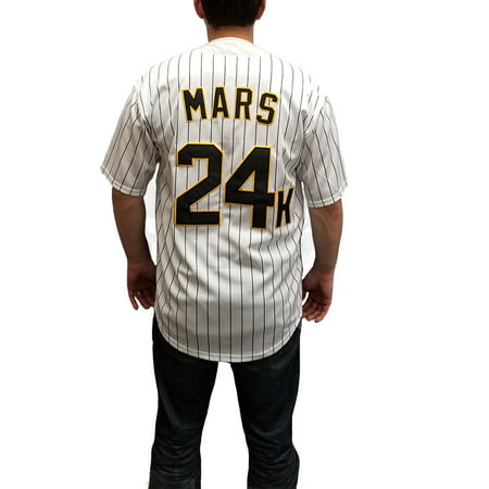 Bruno Mars 24K Hooligans WHITE Baseball Jersey Magic Costume Uniform BET Awards