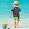 thumbnail image 4 of FORMRS Boys Rash Guard Short Sleeves Swim Shirt Quick Dry UPF 50+ Sun Protection, Sizes 3-12T, Red and Blue Fireworks Pattern, 4 of 6