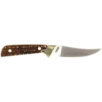 Uncle Henry Stagalon Fixed Blade Knife 3.4" Clip Point 7Cr17MoV Stainless Blade Bonelon Handle Stag