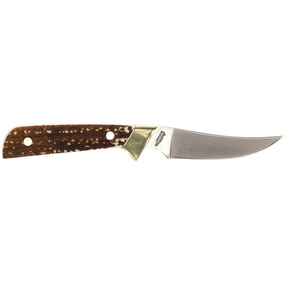 Uncle Henry Stagalon Fixed Blade Knife 3.4" Clip Point 7Cr17MoV Stainless Blade Bonelon Handle Stag