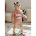 thumbnail image 5 of Qmyliery Baby Girl Sweater Romper Cute Letter and Floral Embroidery Round Neck Long Sleeve Knit Jumpsuit, 5 of 9