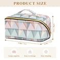 thumbnail image 4 of FORMRS Makeup Bag Travel Cosmetic Organizer for Women Fold Flat Zipper Pouch with Handle, Green Geometric, 4 of 8