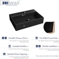 thumbnail image 3 of 24" x 16" Bathroom Sink Vessel Rectangle, Eridanus Hang Wall Mount Sinks Floating Trough Countertop Vanity Washbasin, Ceramic Porcelain Modern Art Face Basin Bowl with Overflow, Matte Black, 3 of 10