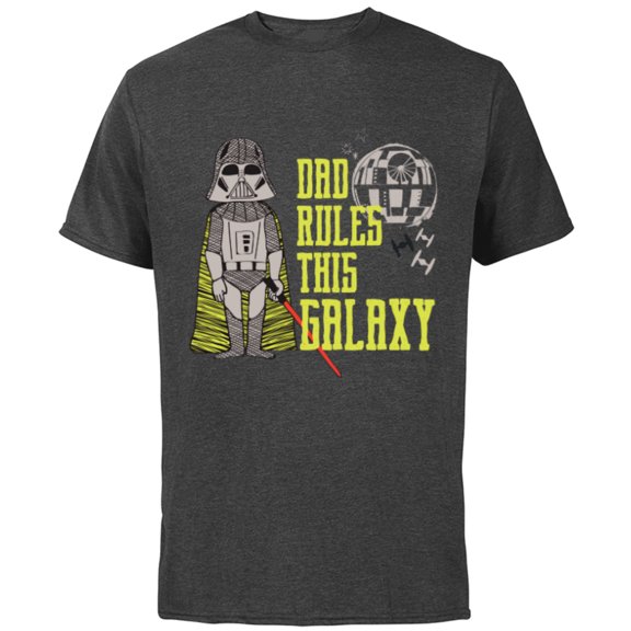 Star Wars Cute Darth Vader Dad Rules This Galaxy - Short Sleeve Cotton T-Shirt for Adults - Customized-Charcoal