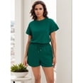 thumbnail image 2 of DARING DIVA Women's Summer 2 Pieces Outfits Short Sleeve Tops Shorts S Dark Green, 2 of 7
