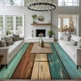 thumbnail image 4 of 8x10 Area Rugs for Living Room, Teal Turquoise Wooden Non Slip Area Rugs for Kitchen Bedroom Entryway, Rustic Retro Farmhouse Western Country Washable Carpet Runner Rug Floor Mats for Bedroom, 4 of 9