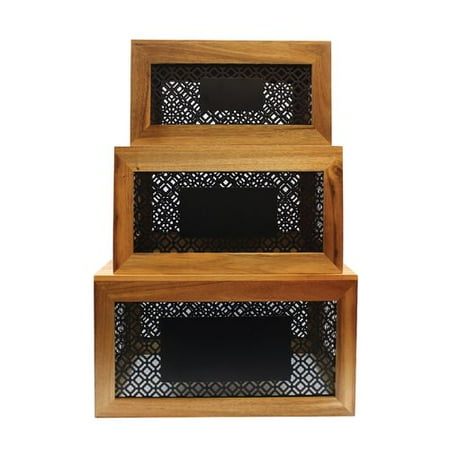 Tablecraft Farmhouse 3 piece Acacia Wood Crate Set
