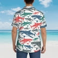 thumbnail image 6 of Daiia Colorful Shark Hawaiian Shirt for Men Gentle Cotton Regular Short Sleeve Casual-XX-Large, 6 of 9