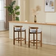 thumbnail image 3 of Guyou Counter Height Stools Set of 2, Mid Century Modern 27" Armless Island Bar Stools with Curved Back and Wooden Frame, Round Kitchen Stools with Footrest for Restaurant Bar Kitchen Island, Grey, 3 of 10