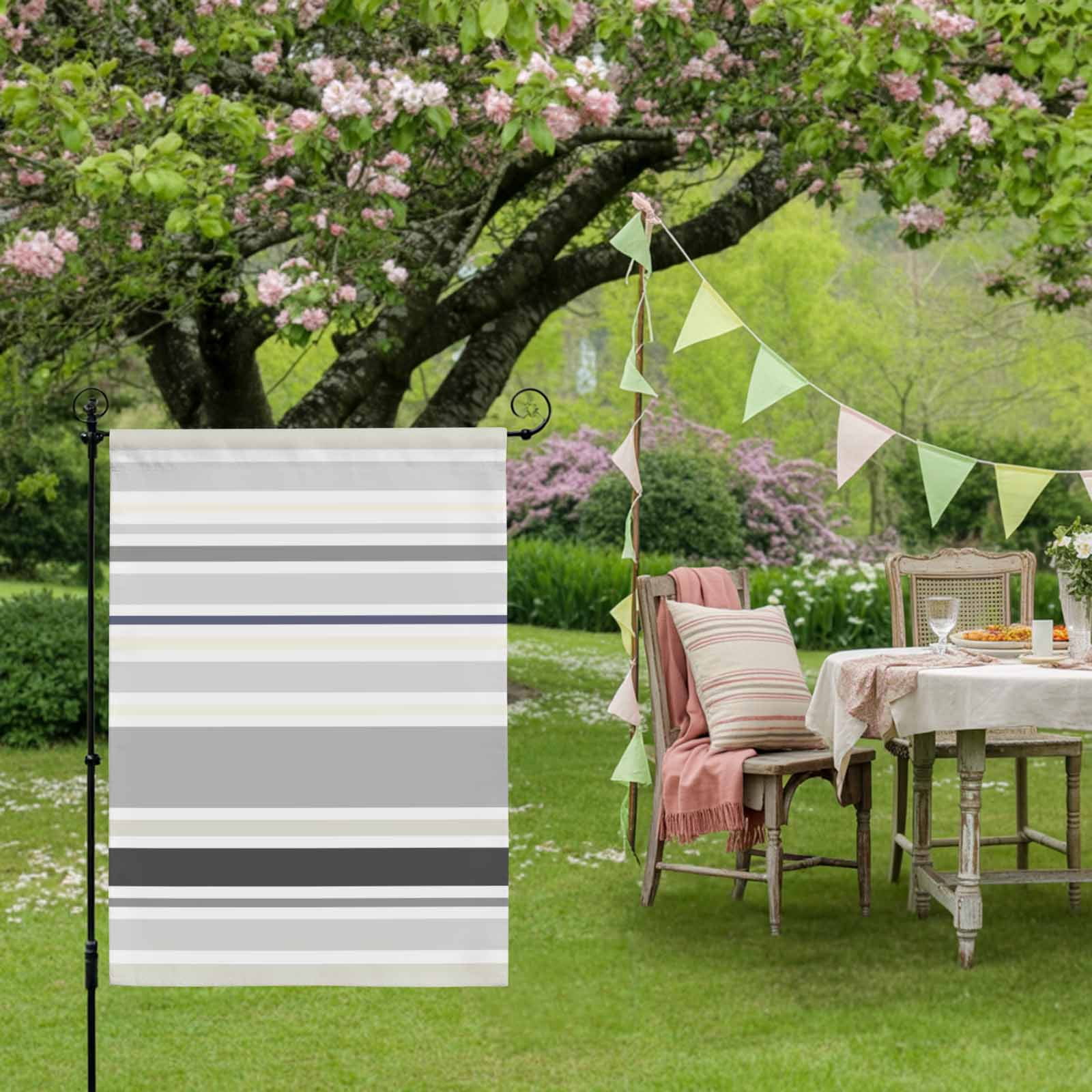 Gray Ombre Stripes House Flag 28 x 40 Inches, Lines Art Weather Proof Outdoor Patio Flags Double Sided Small House Decoration for Yard Lawn Outside Home