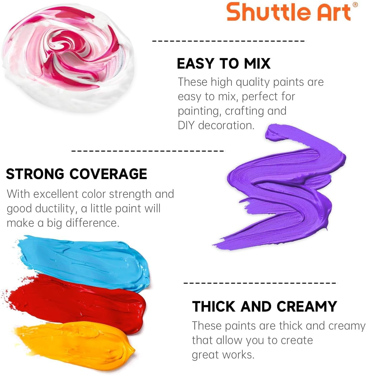 Acrylic Paint, Shuttle Art 18 Colors Acrylic Paint Bottle Set (250ml/8.45oz), Rich Pigmented Acrylic Paints, Bulk Painting Supplies for Artists, Beginners and Kids on Rocks Crafts Canvas Wood Ceramic