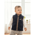 thumbnail image 2 of Chaleco informal de otoño para niño, sin mangas, con cuello alto y cremallera, bordado de tractor, chaqueta de forro polar., 2 of 7