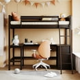 thumbnail image 3 of Harper & Bright Designs Twin Size Loft Bed with Desk and Shelves, Wooden Loft Bed with Storage for Adults, Espresso, 3 of 15