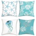 thumbnail image 1 of Juego de 4 fundas de almohada decorativas Bonhause, 45 x 45 cm, estilo costero, 1 of 6