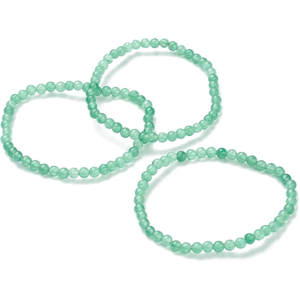 Pulseras elásticas de jade natural teñido, pulseras de aventurina verde de imitación, pulseras de energía redonda de 4 mm para mujeres y hombres, joyería, regalos de cumpleaños.