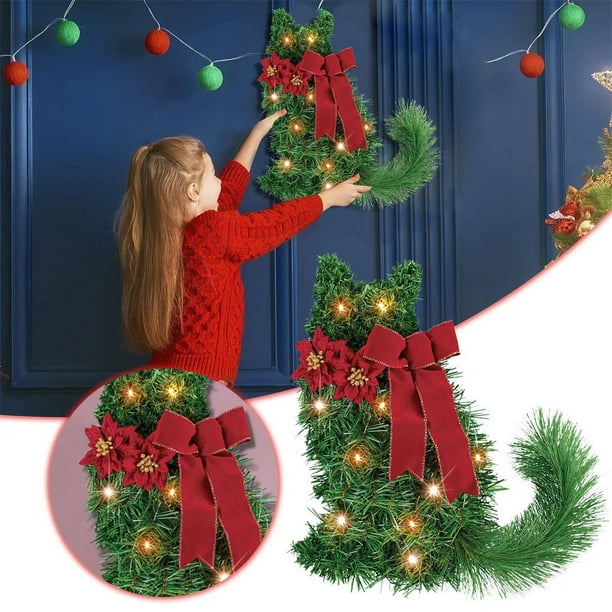 Guirnalda Luminosa de Gatos XWSHYW para Colgar En la Puerta de Navidad