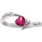 Personalized Family Jewelry Corazon Couple's Ring with Birthstones available in Gold over Silver, 10K Yellow and White Gold