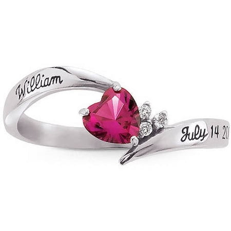 Personalized Family Jewelry Corazon Couple's Ring with Birthstones available in Gold over Silver, 10K Yellow and White Gold